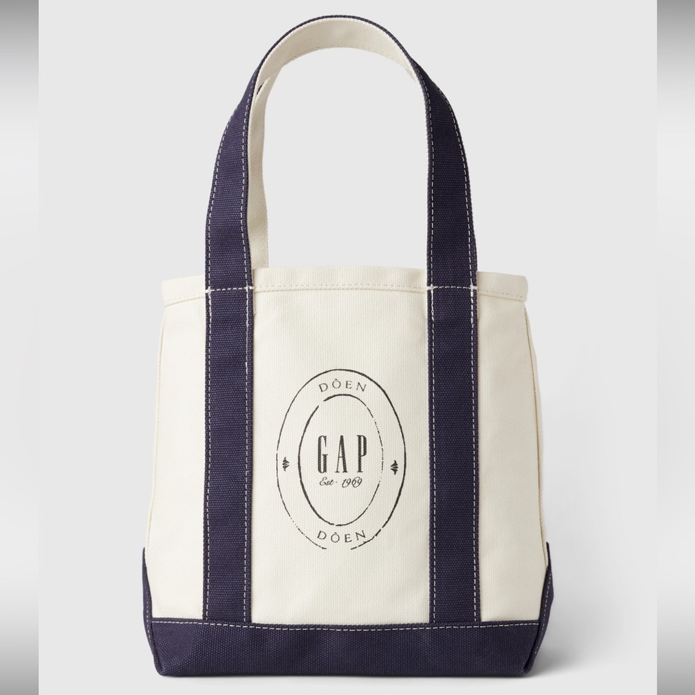 New Gap x DOEN Large logo Tote Canvas Bag Ivory, Brand New, Navy blue Ivory